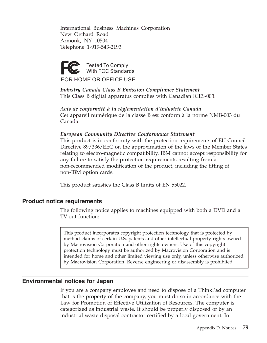 IBM R50series manual Product notice requirements, Environmental notices for Japan 