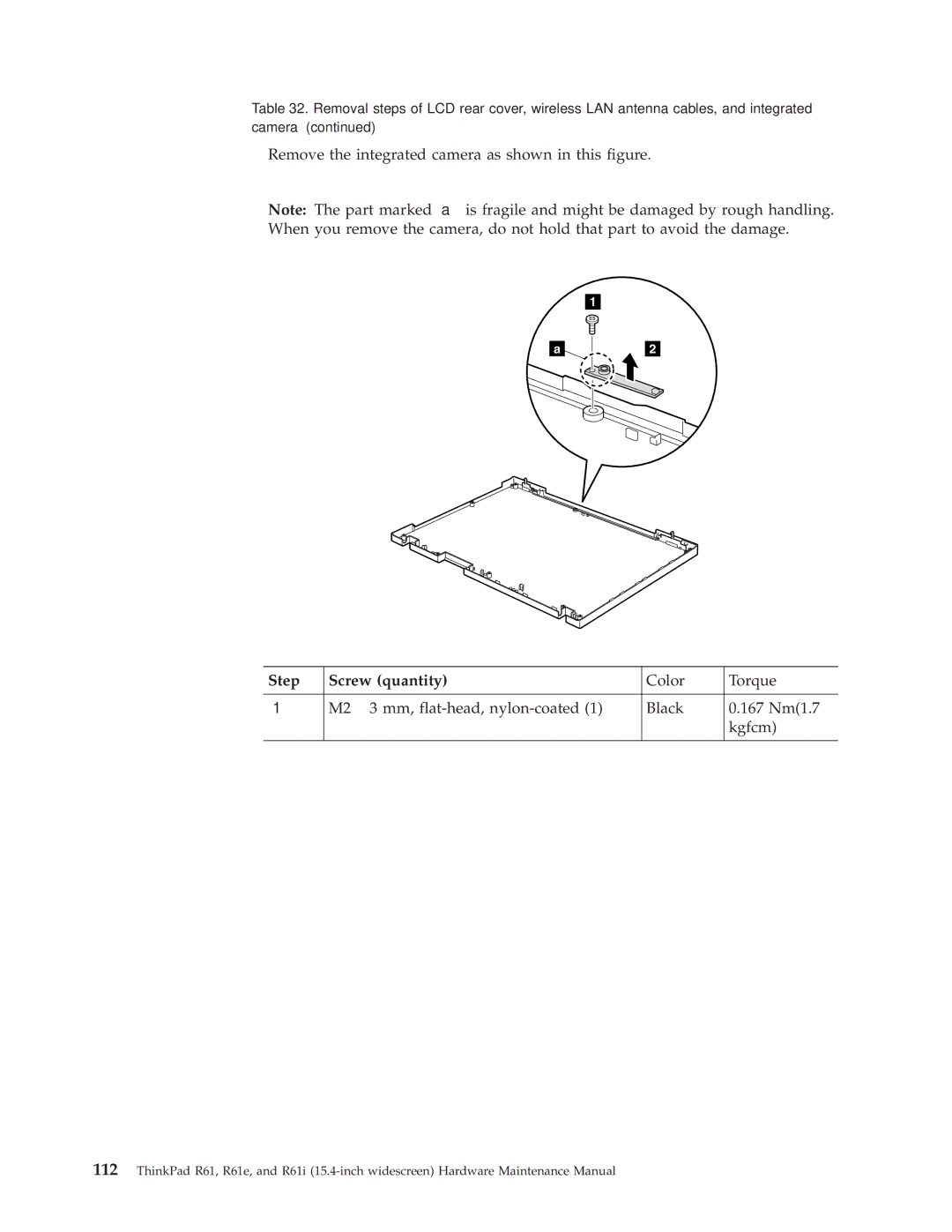 IBM R61E, R61I manual Step Screw quantity 