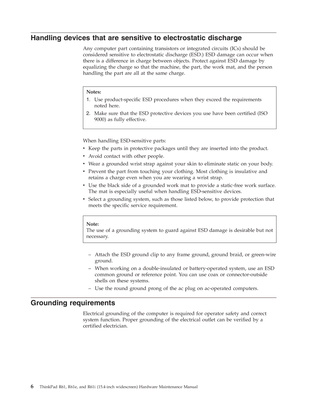 IBM R61E, R61I manual Grounding requirements 