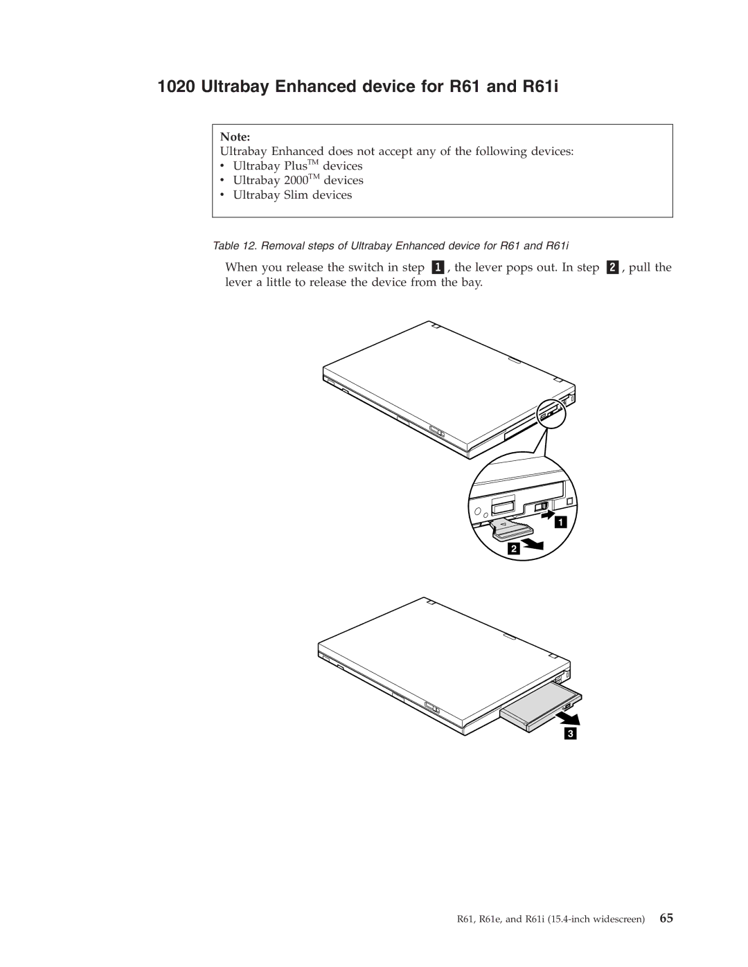 IBM R61I, R61E manual Ultrabay Enhanced device for R61 and R61i 