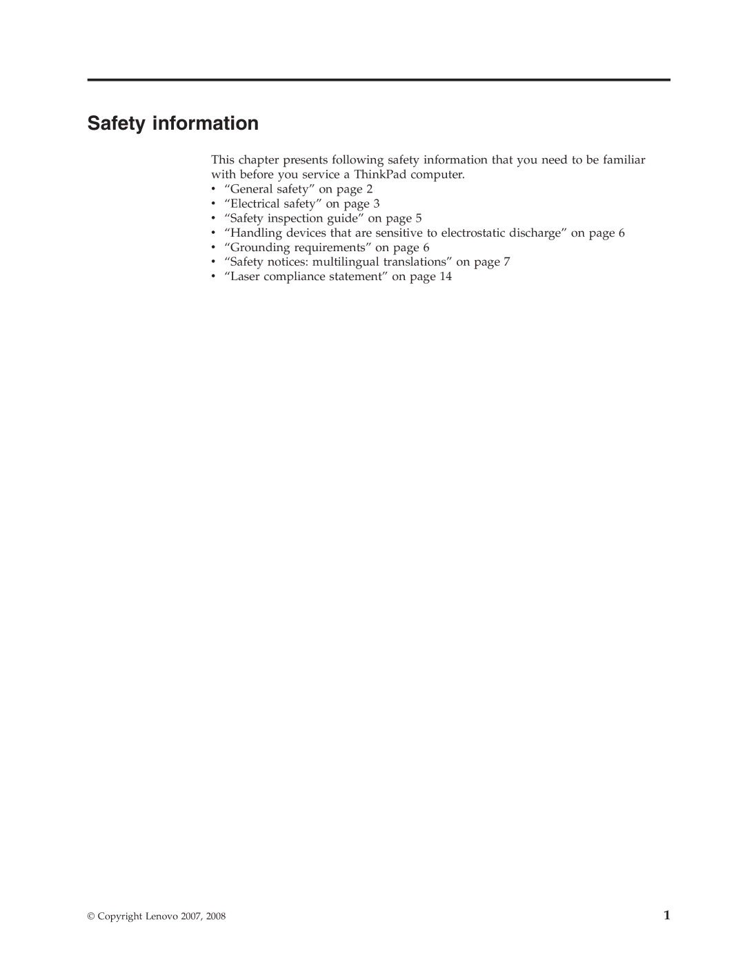 IBM R61I, R61E manual Safety information 