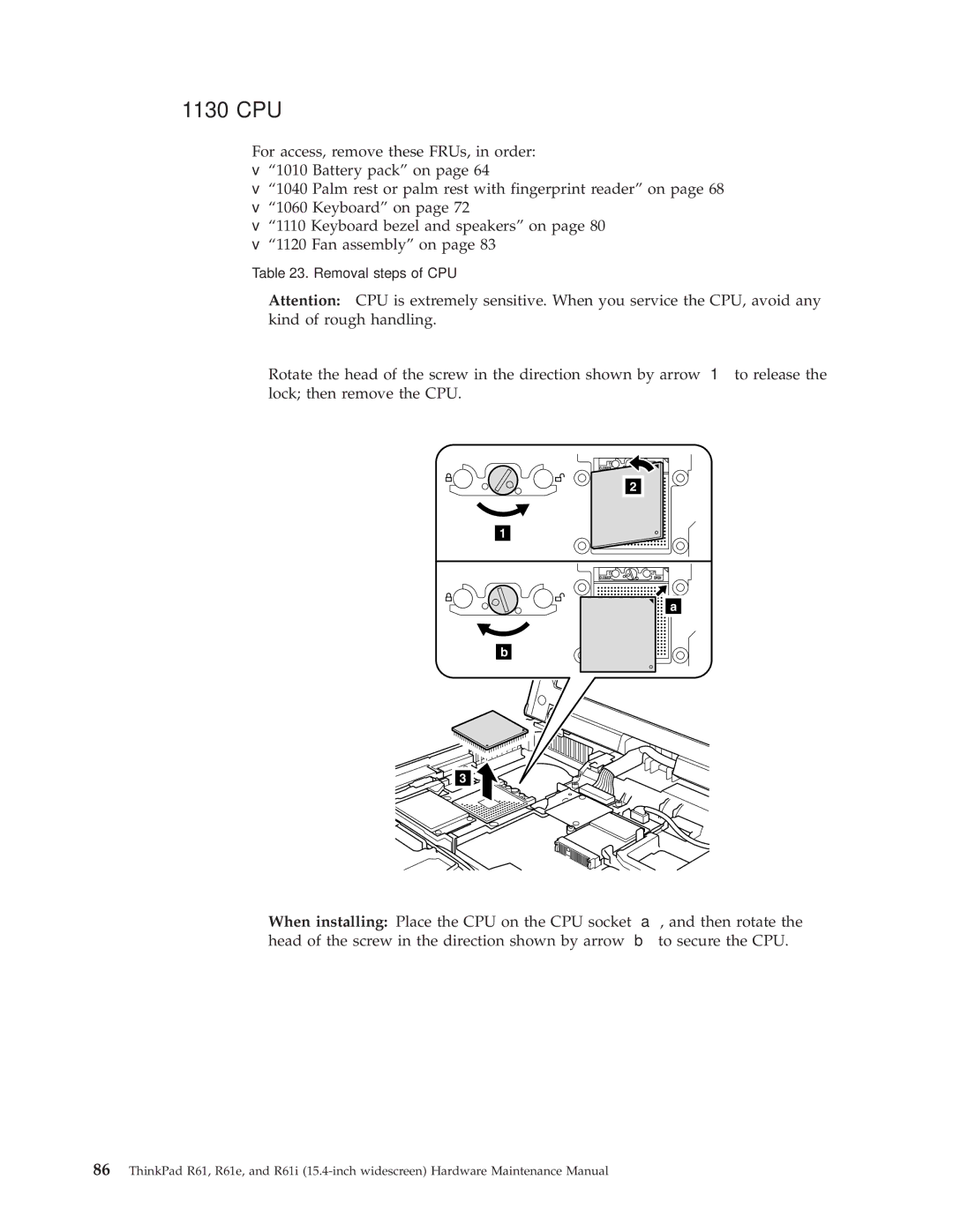 IBM R61E, R61I manual 1130 CPU 