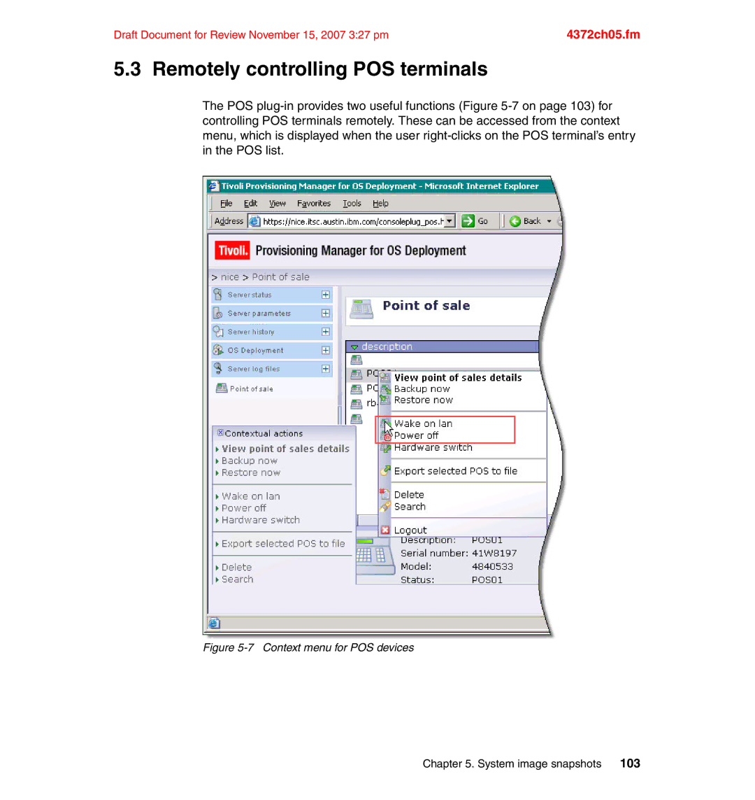 IBM REDP-4372-00 manual Remotely controlling POS terminals, Context menu for POS devices 