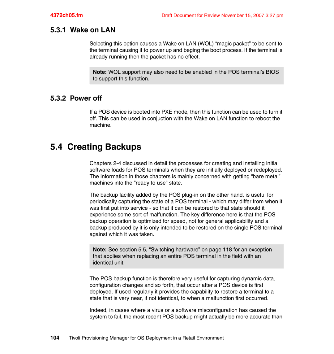 IBM REDP-4372-00 manual Creating Backups, Wake on LAN, Power off 