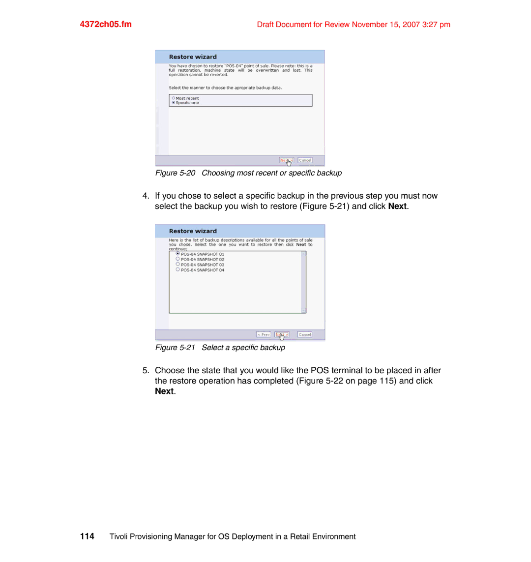 IBM REDP-4372-00 manual Choosing most recent or specific backup 