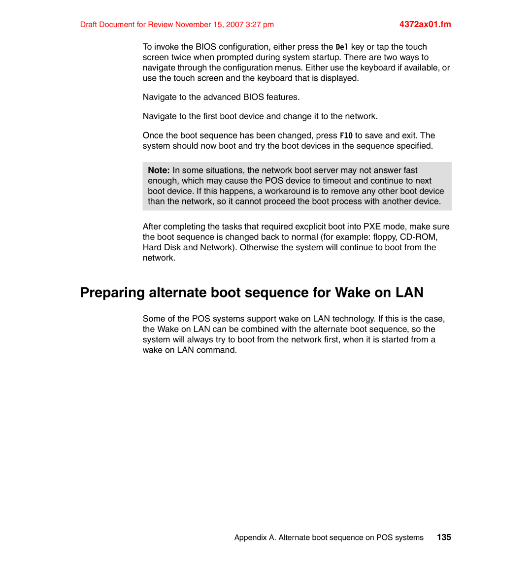 IBM REDP-4372-00 manual Preparing alternate boot sequence for Wake on LAN 