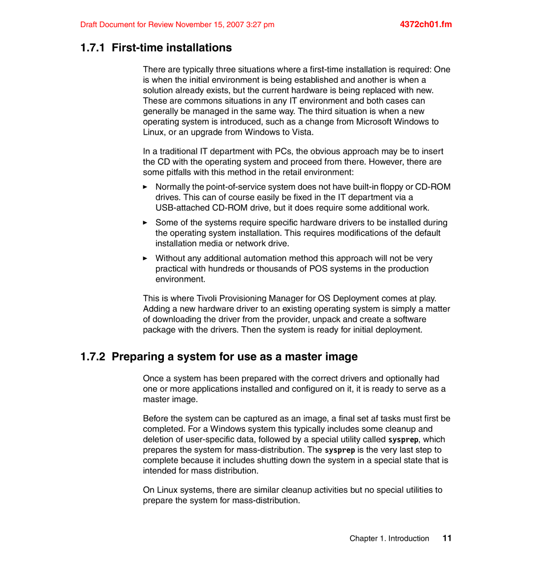 IBM REDP-4372-00 manual First-time installations, Preparing a system for use as a master image 