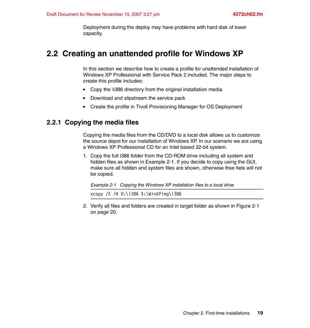 IBM REDP-4372-00 manual Creating an unattended profile for Windows XP, Copying the media files 