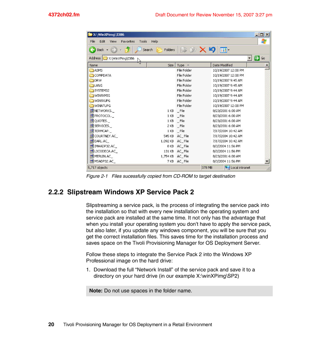 IBM REDP-4372-00 manual Slipstream Windows XP Service Pack, Files sucessfully copied from CD-ROM to target destination 