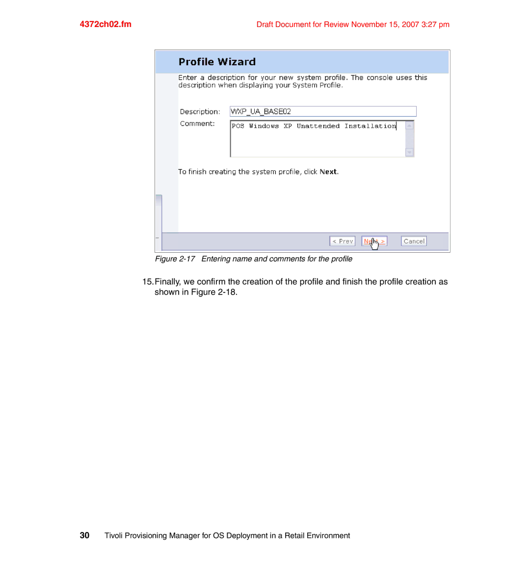 IBM REDP-4372-00 manual Entering name and comments for the profile 