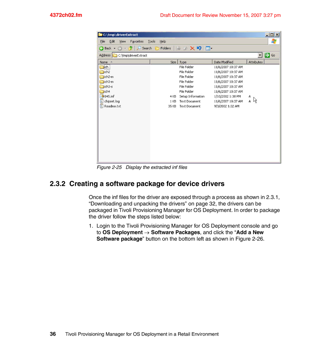 IBM REDP-4372-00 manual Creating a software package for device drivers, Display the extracted inf files 