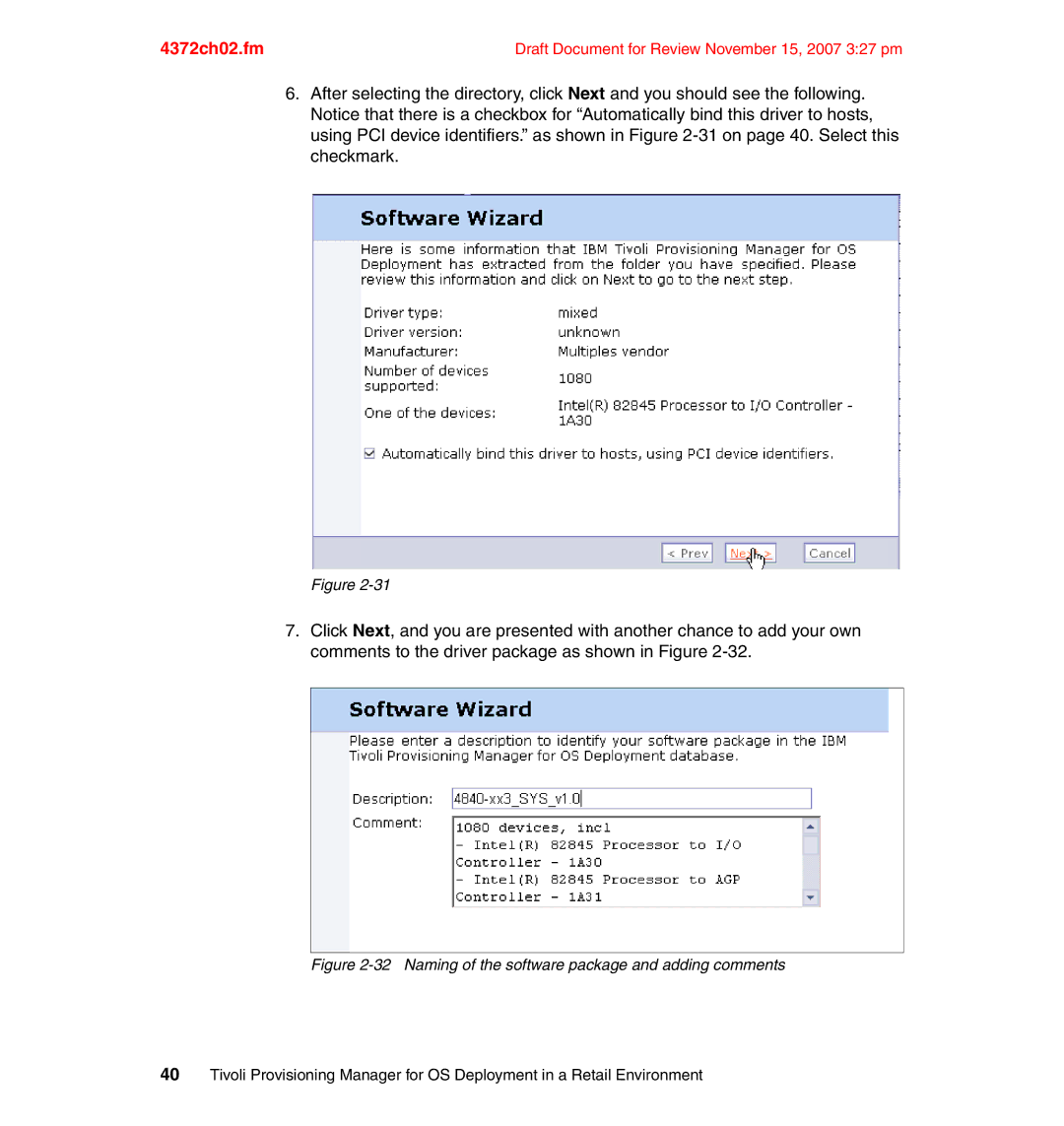 IBM REDP-4372-00 manual Naming of the software package and adding comments 