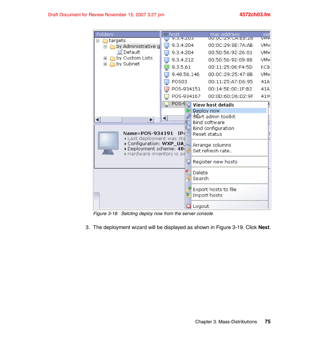 IBM REDP-4372-00 manual Selcting deploy now from the server console 