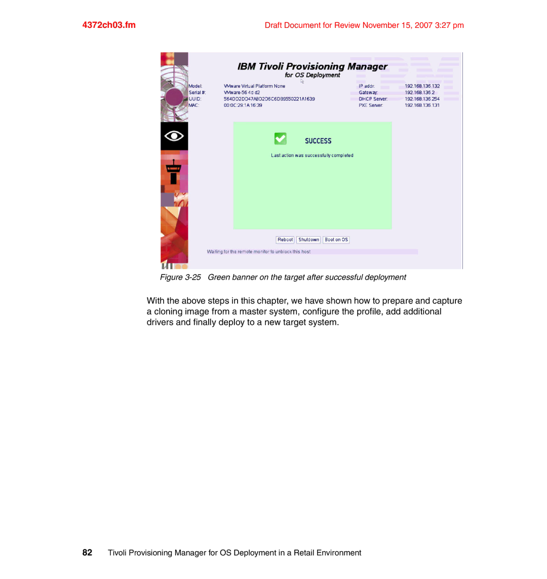 IBM REDP-4372-00 manual Green banner on the target after successful deployment 