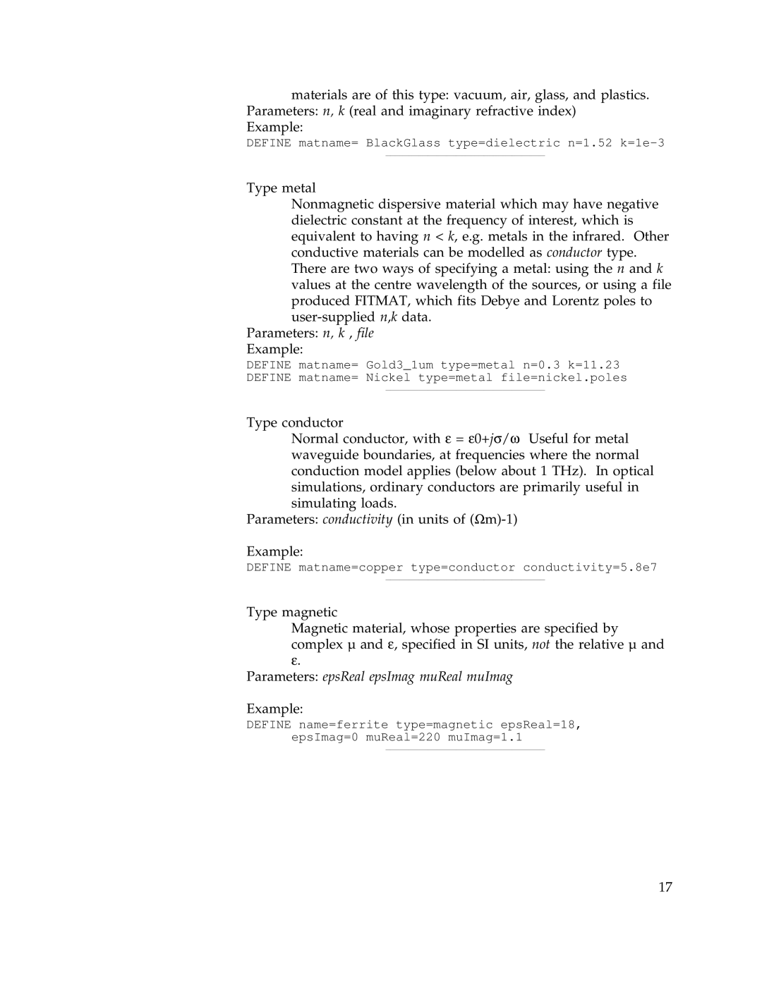 IBM Release 1.93 manual Parameters epsReal epsImag muReal muImag 