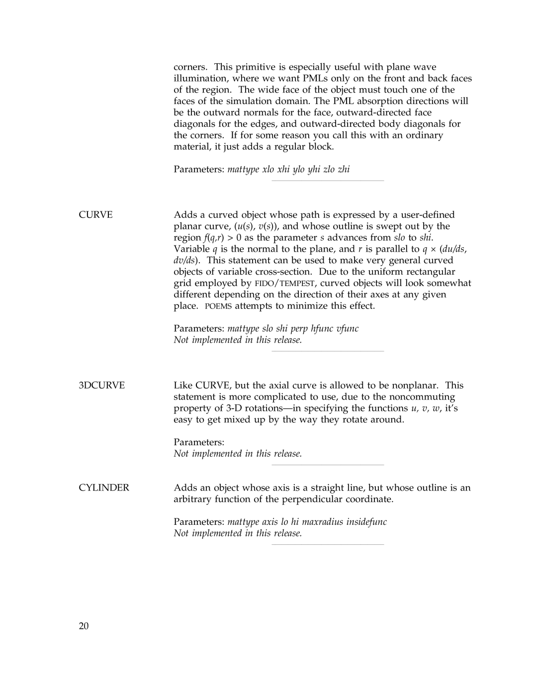 IBM Release 1.93 manual Curve, 3DCURVE, Cylinder 