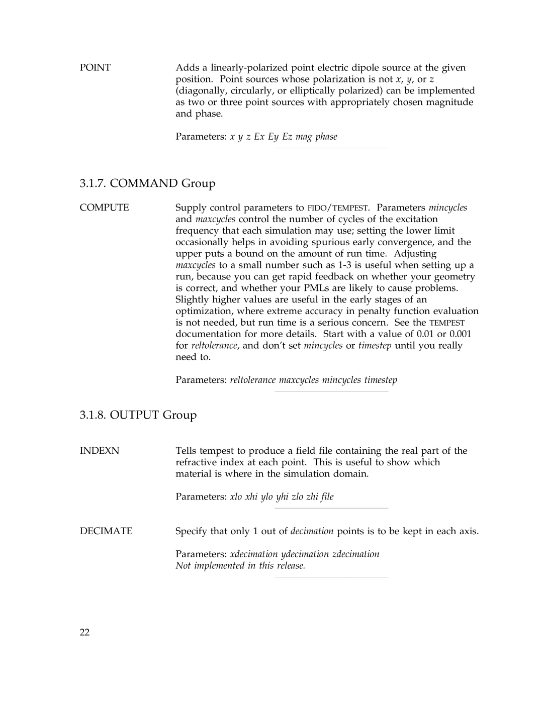 IBM Release 1.93 manual Command Group, Output Group 