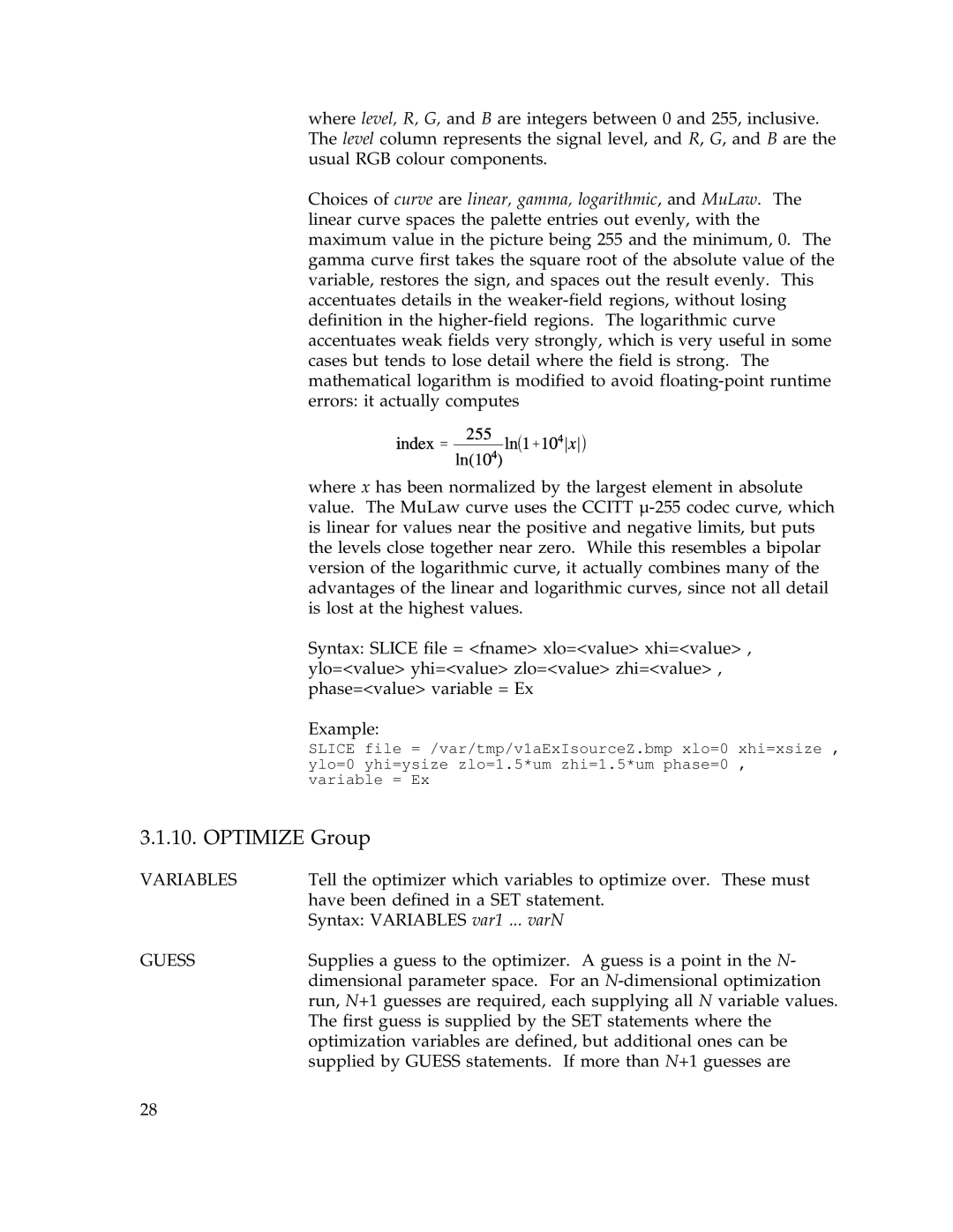 IBM Release 1.93 manual Optimize Group, Variables, Guess 