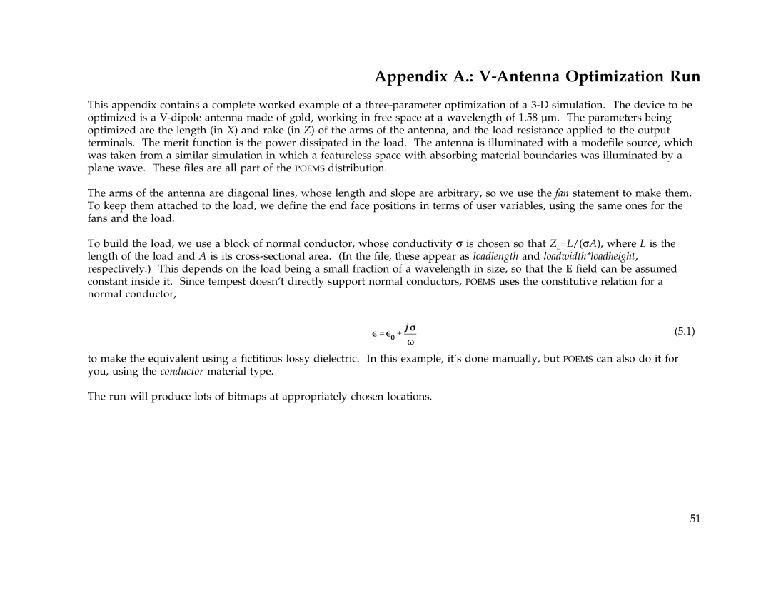 IBM Release 1.93 manual Appendix A. V-Antenna Optimization Run 