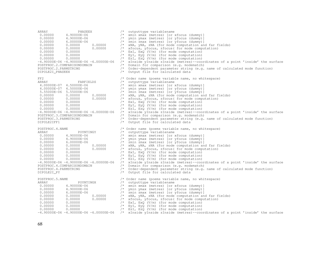 IBM Release 1.93 POSTPROC.2.PARMSTRING, DIPOLE2IPHASEEX, FF2, Array Farfields, POSTPROC.3.PARMSTRING, DIPOLE2IFF1 