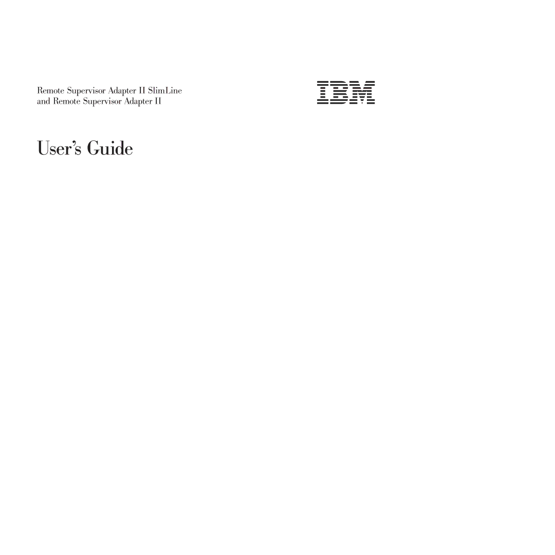 IBM Remote Supervisor Adapter II manual User’s Guide 