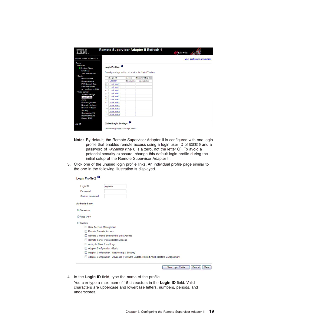 IBM manual Configuring the Remote Supervisor Adapter II 