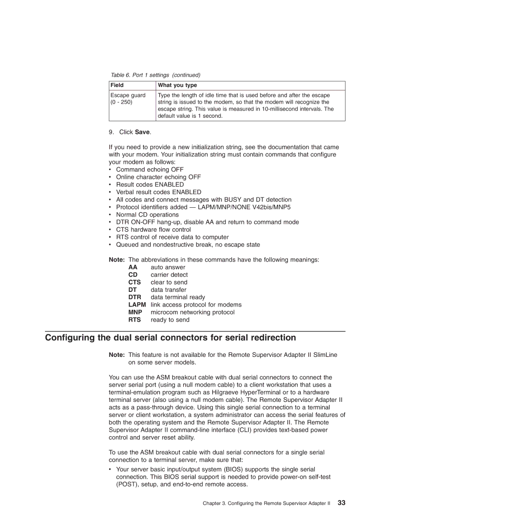 IBM Remote Supervisor Adapter II manual Field What you type 