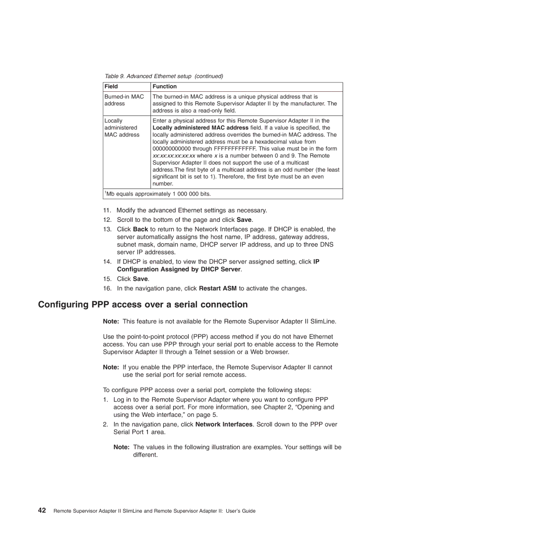 IBM Remote Supervisor Adapter II manual Configuring PPP access over a serial connection 