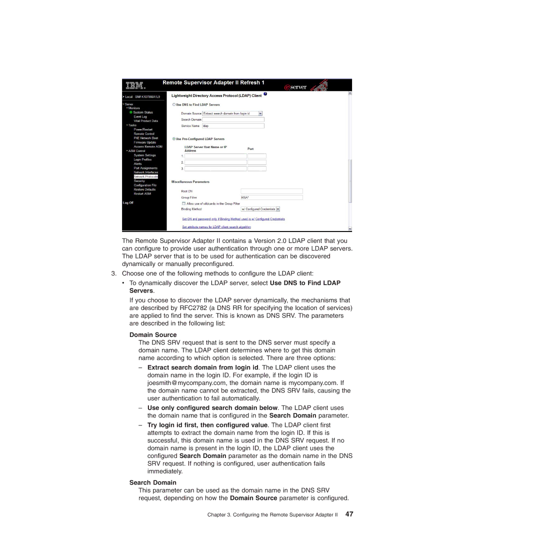 IBM Remote Supervisor Adapter II manual Domain Source 