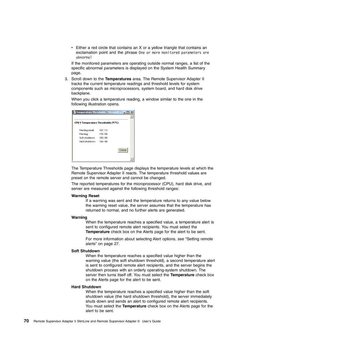 IBM Remote Supervisor Adapter II manual Soft Shutdown, Hard Shutdown 