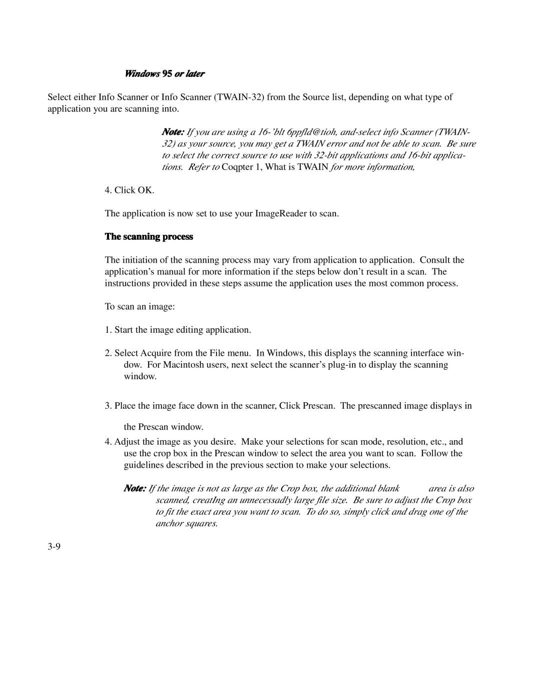 IBM Ricoh 2400 dpi manual Windows 95 or later, Scanning process 