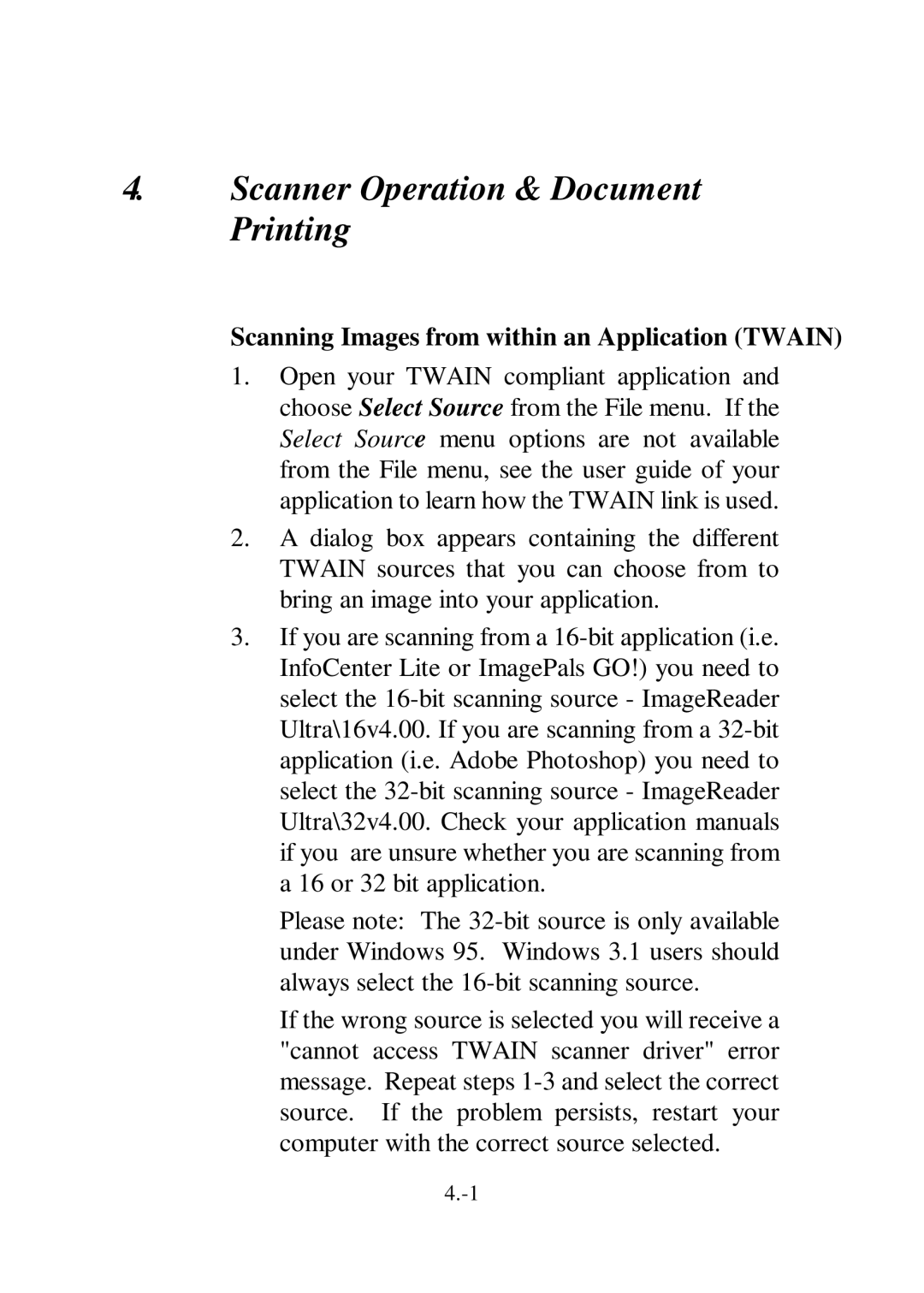 IBM Ricoh FB735 user manual Scanner Operation & Document Printing, Scanning Images from within an Application Twain 