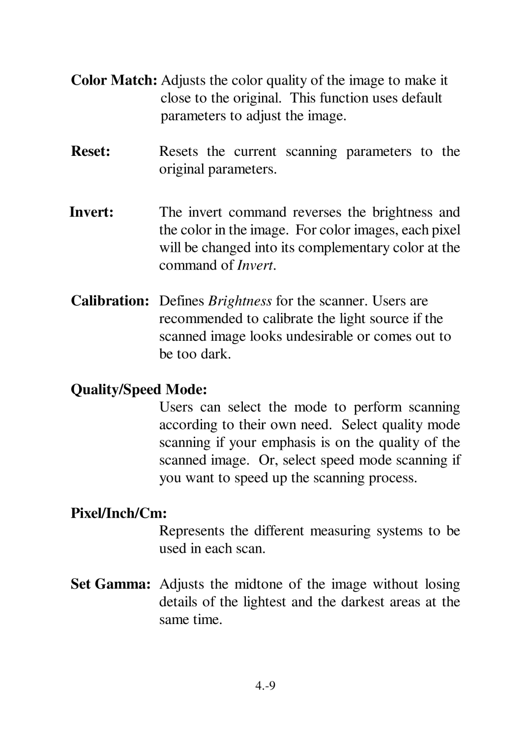 IBM Ricoh FB735 user manual Quality/Speed Mode, Pixel/Inch/Cm 