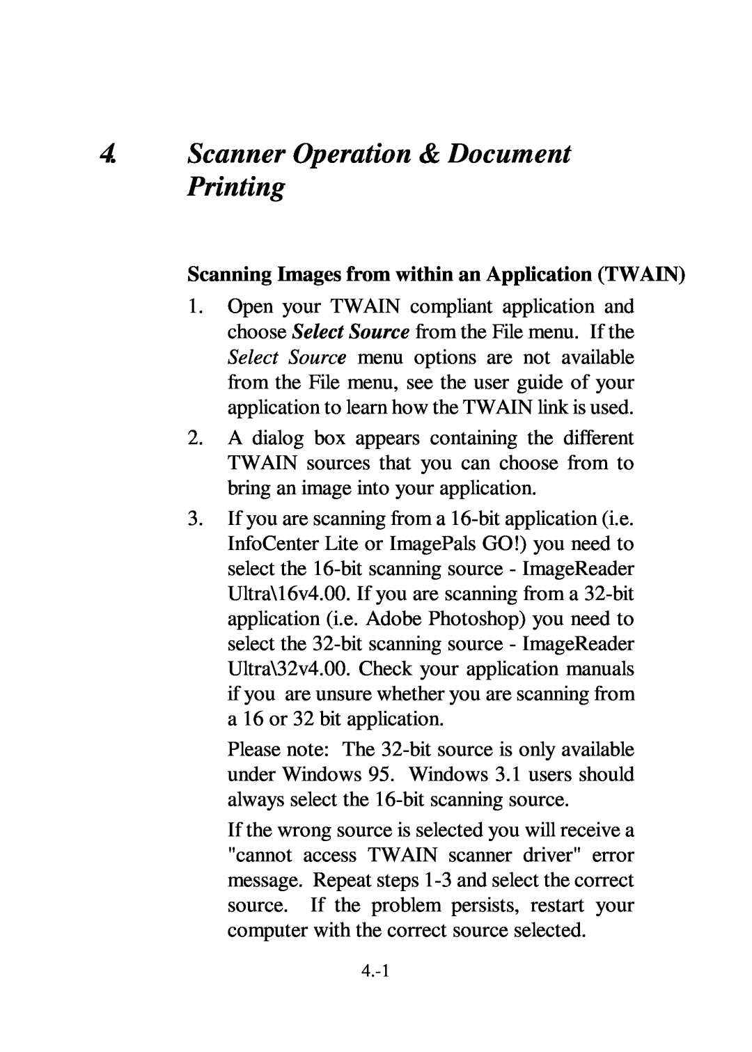 IBM Ricoh FB735 user manual Scanner Operation & Document Printing, Scanning Images from within an Application TWAIN 