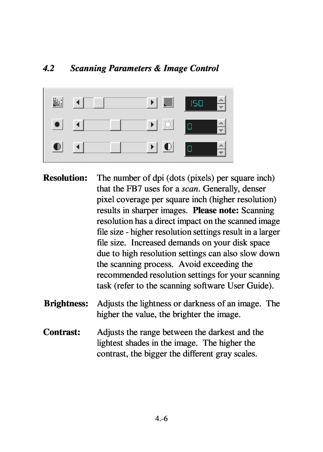 IBM Ricoh FB735 user manual Scanning Parameters & Image Control 