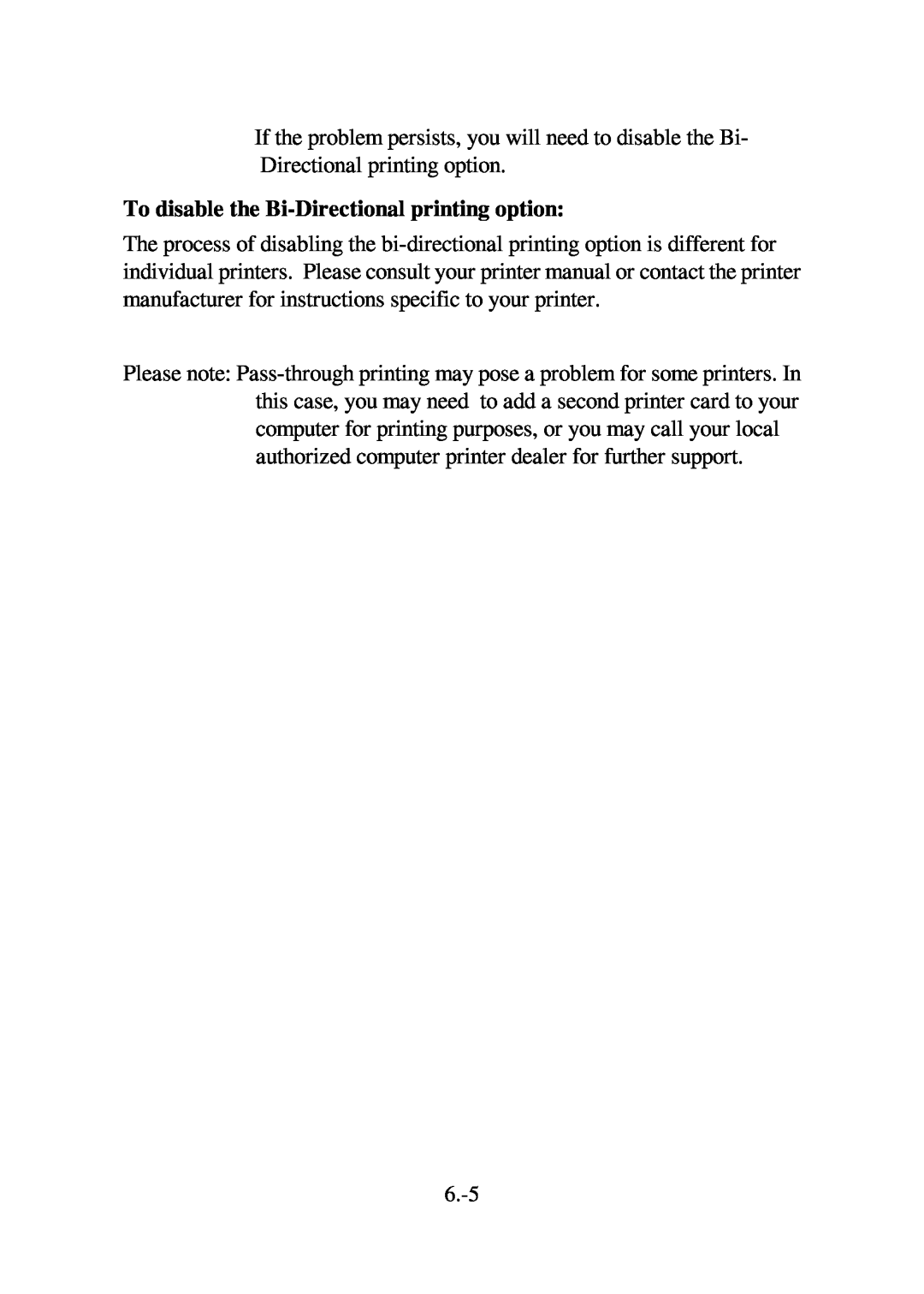 IBM Ricoh FB735 user manual To disable the Bi-Directional printing option 