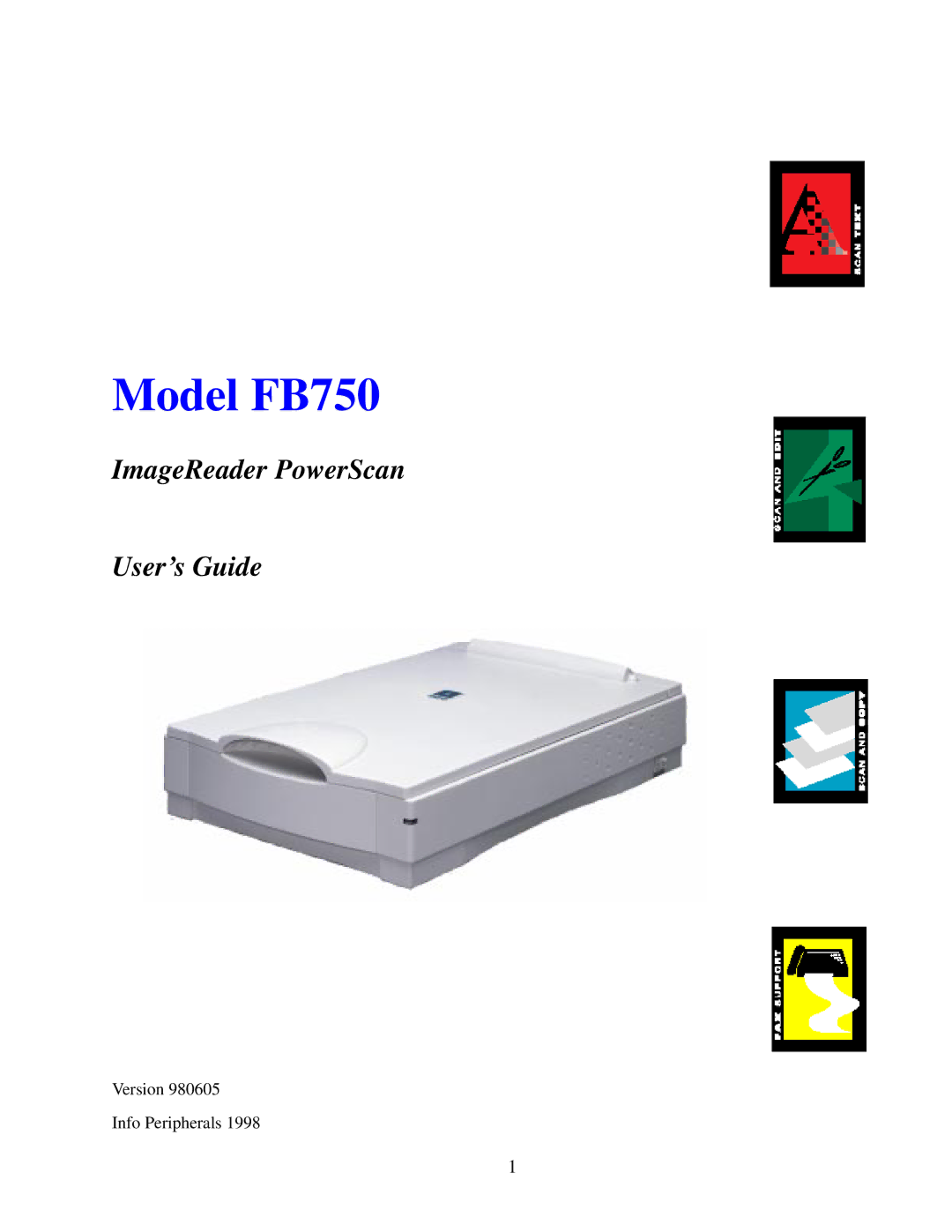 IBM Ricoh manual Model FB750, ImageReader PowerScan User’s Guide 