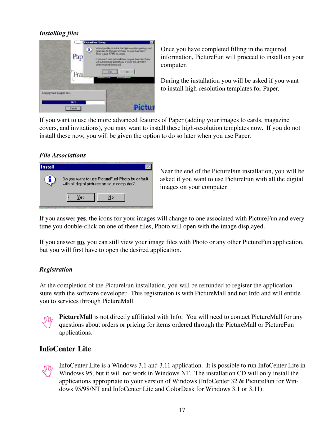 IBM Ricoh FB750 manual InfoCenter Lite, File Associations, Registration 