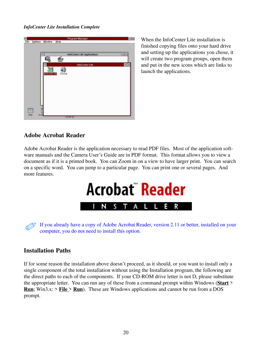 IBM Ricoh FB750 manual Adobe Acrobat Reader, Installation Paths 