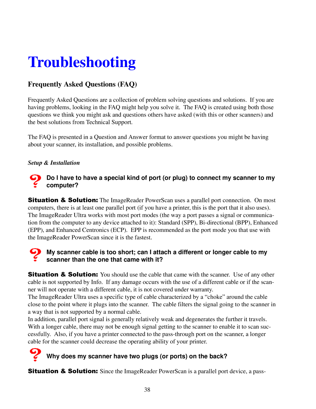 IBM Ricoh FB750 manual Troubleshooting, Frequently Asked Questions FAQ, Setup & Installation 