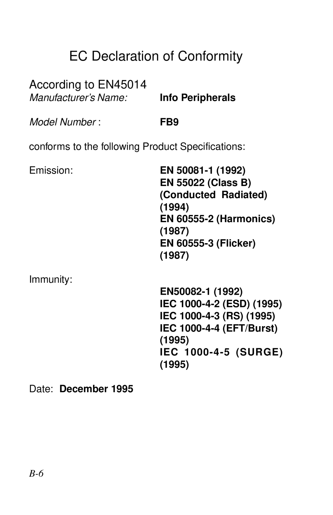 IBM Ricoh ScanPro user manual EC Declaration of Conformity 