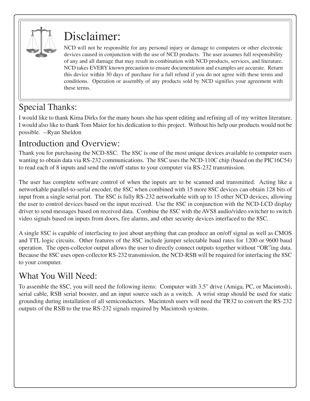 IBM RS-232 manual Special Thanks, Introduction and Overview, What You Will Need 