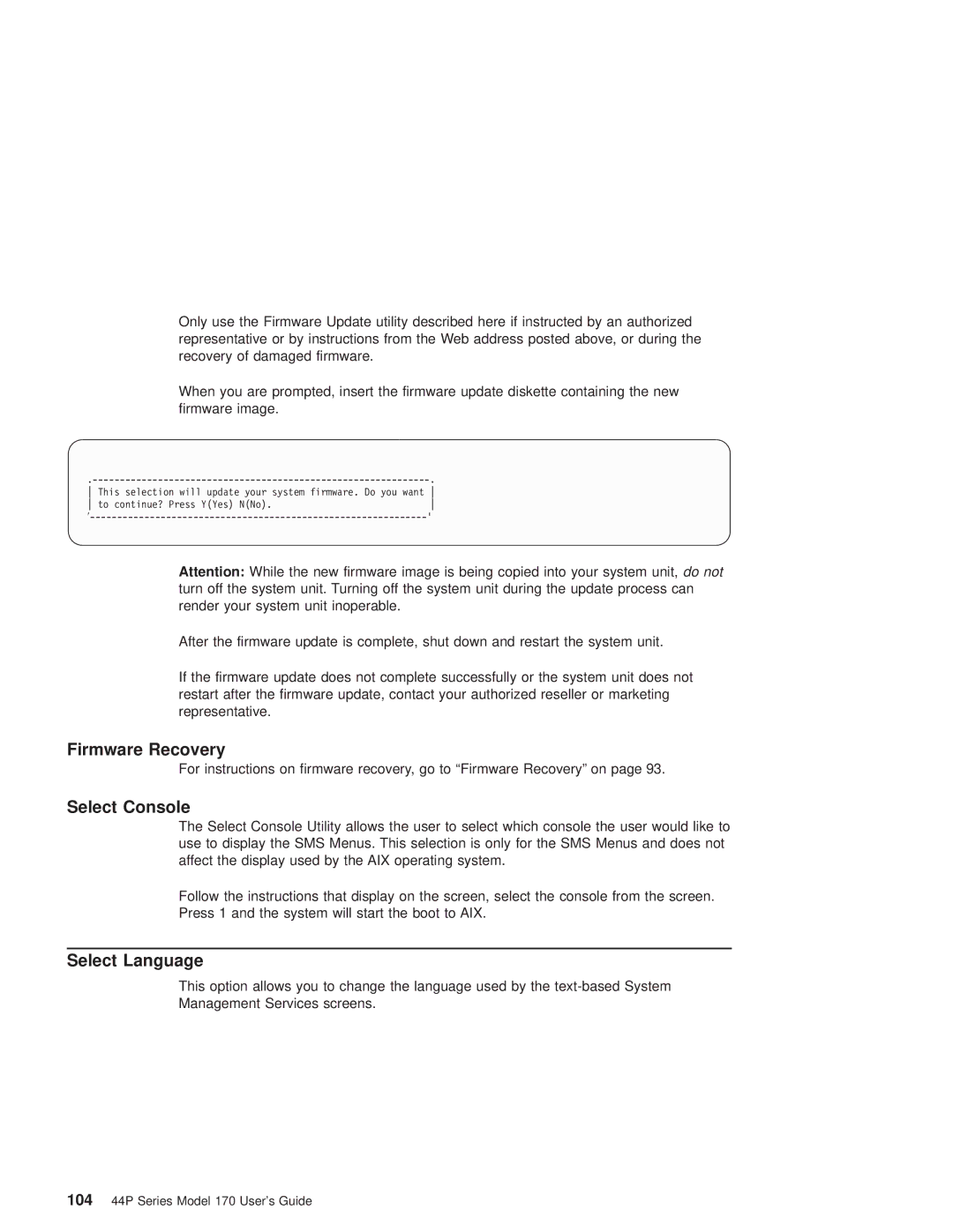 IBM RS/6000 44P manual Select Console, Select Language 