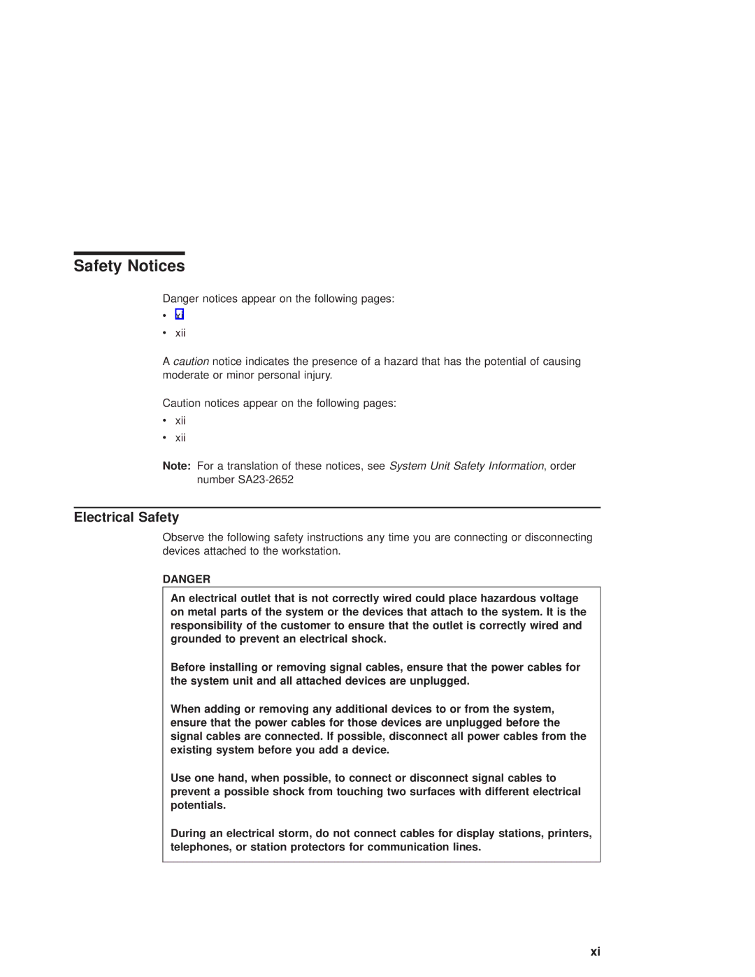 IBM RS/6000 44P manual Safety Notices, Electrical Safety 