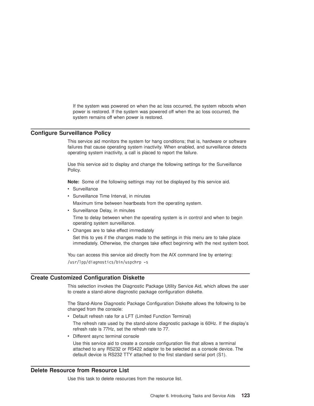 IBM RS/6000 44P manual Configure Surveillance Policy, Create Customized Configuration Diskette 