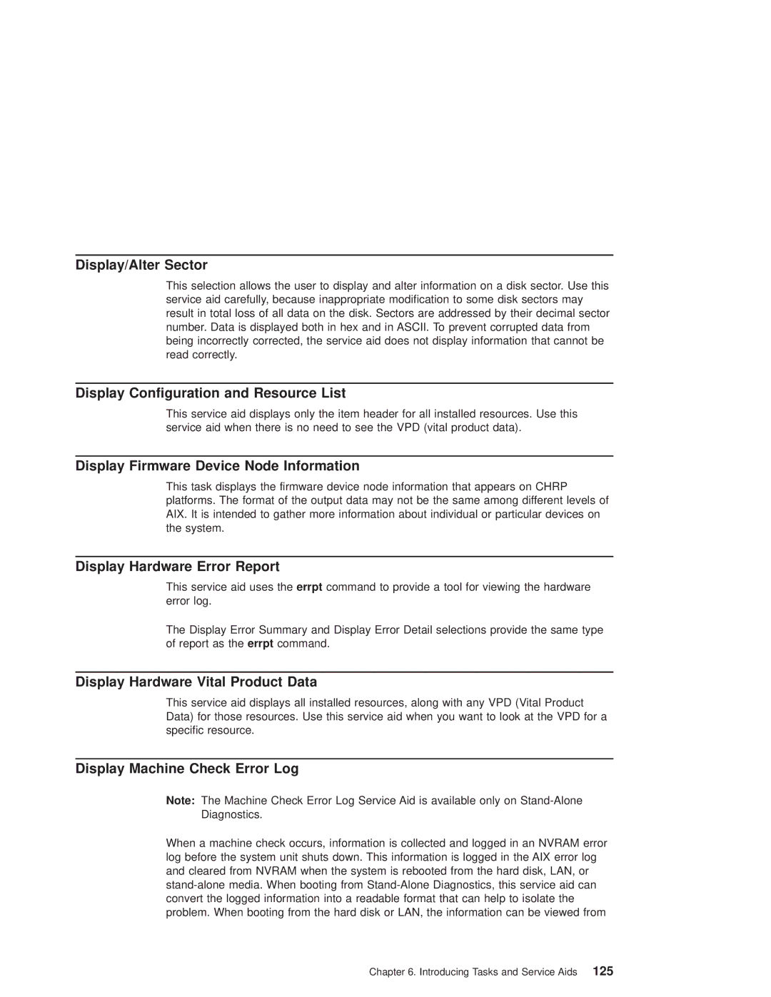 IBM RS/6000 44P Display/Alter Sector, Display Configuration and Resource List, Display Firmware Device Node Information 