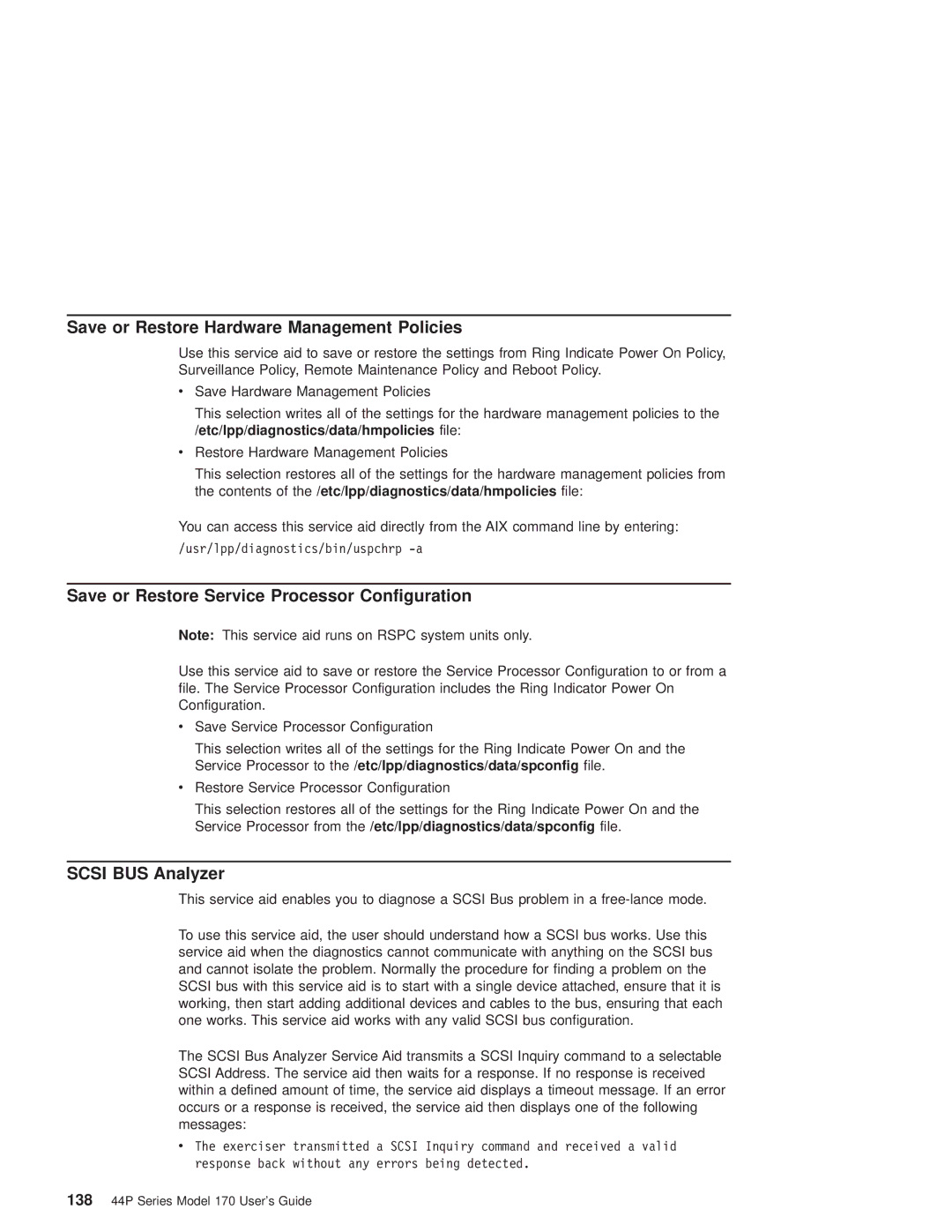 IBM RS/6000 44P manual Save or Restore Hardware Management Policies, Save or Restore Service Processor Configuration 