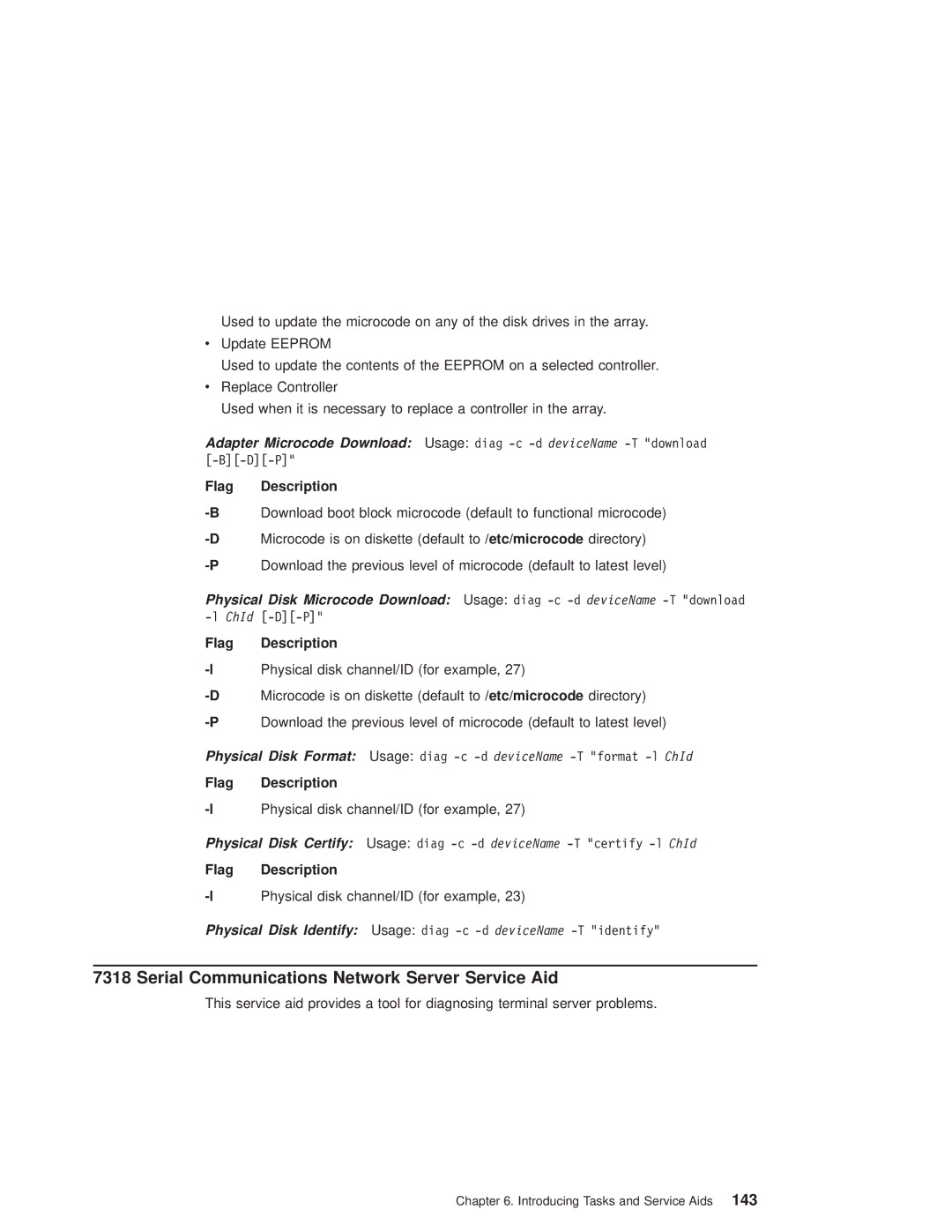 IBM RS/6000 44P manual Serial Communications Network Server Service Aid, Flag Description 