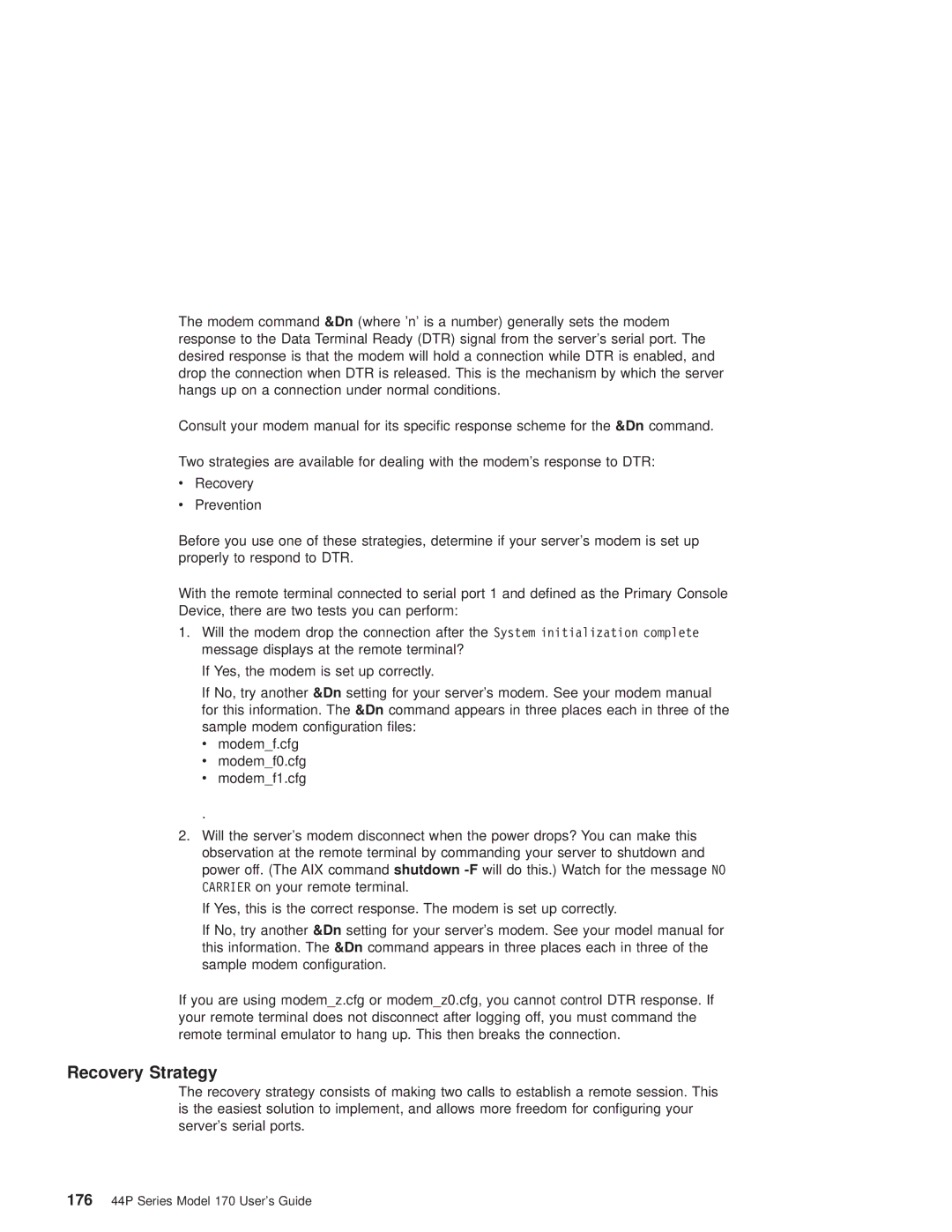 IBM RS/6000 44P manual Recovery Strategy 