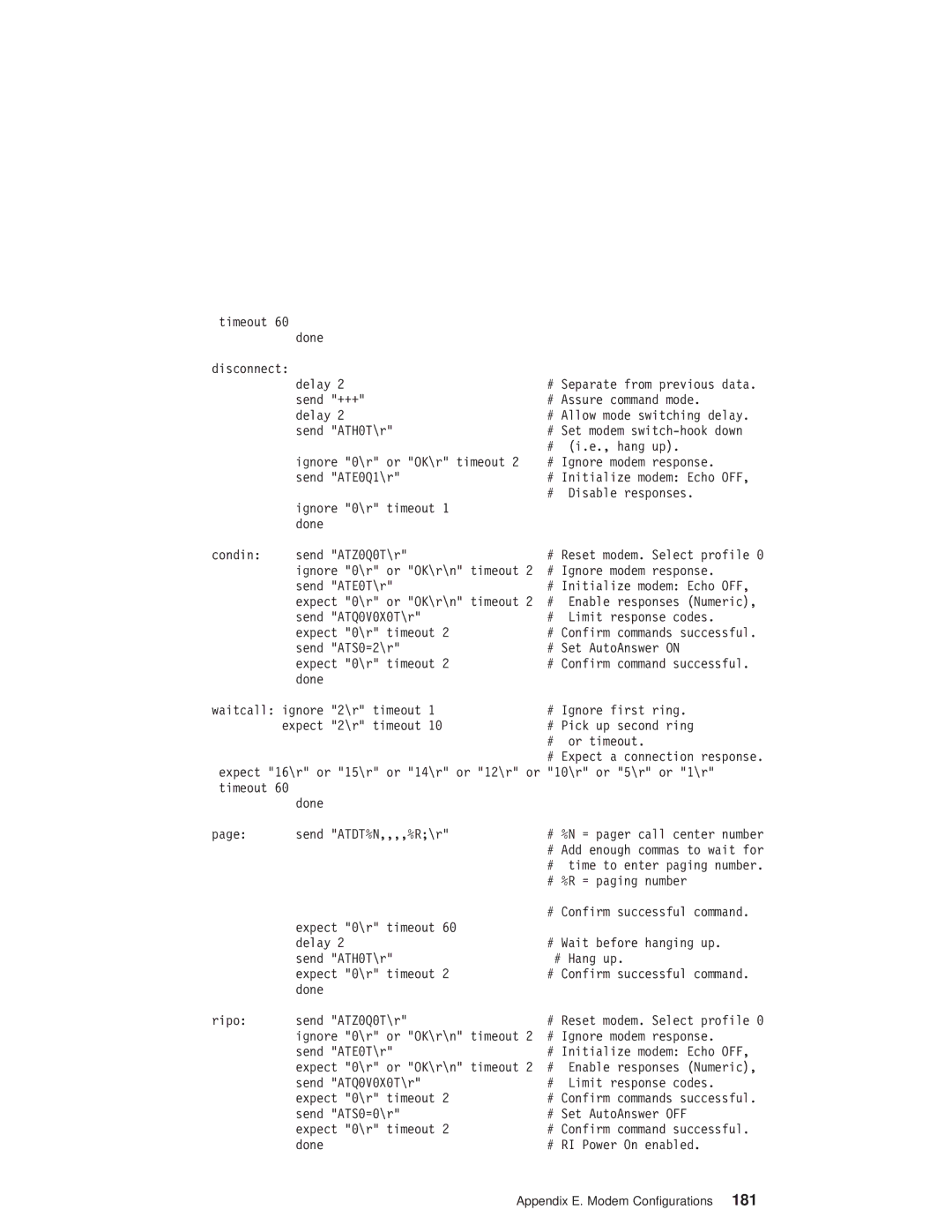 IBM RS/6000 44P manual Appendix E. Modem Configurations 